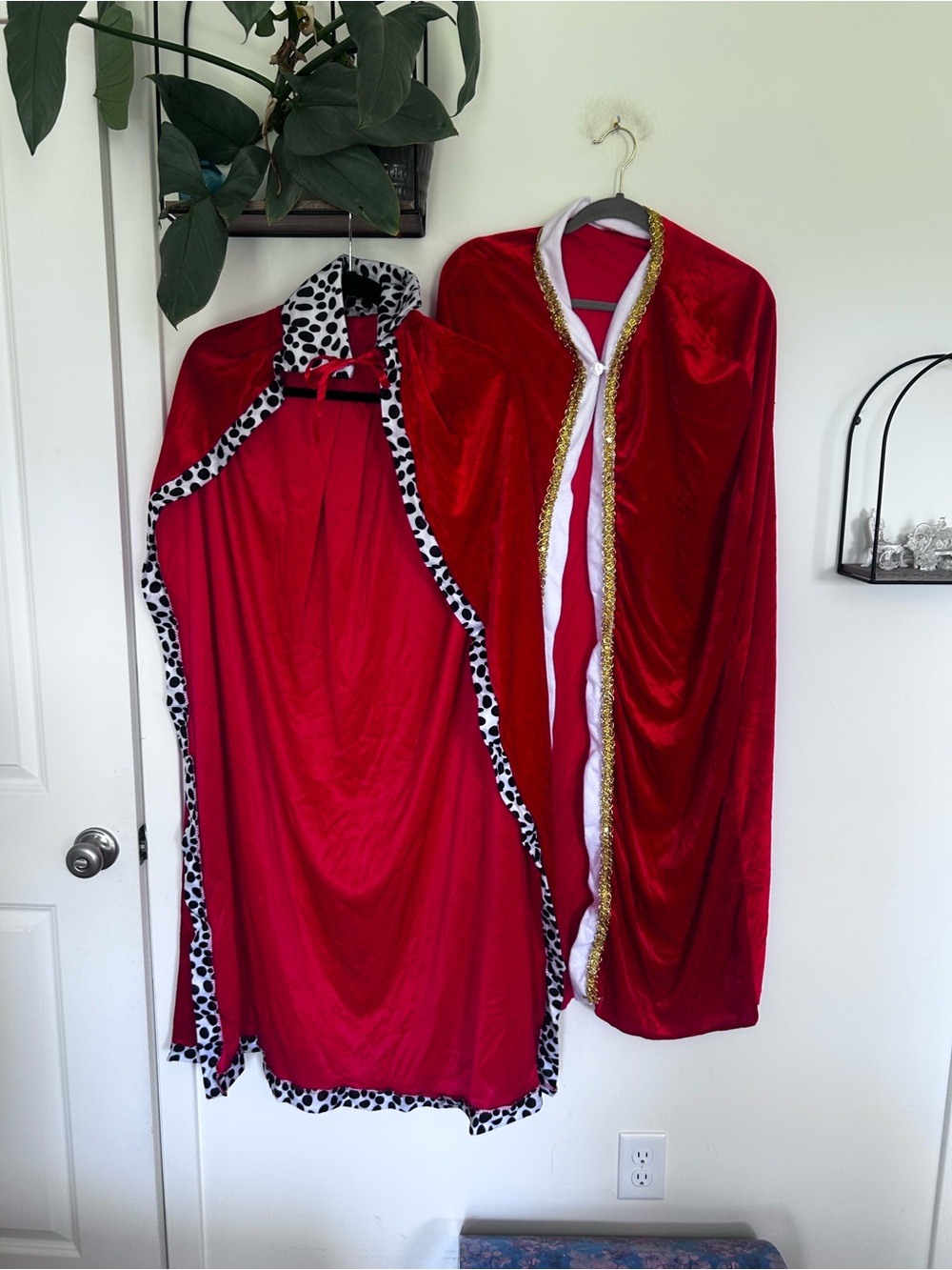 Red Velvet Royal Cloak with Faux Fur Trim Unisex Pair.